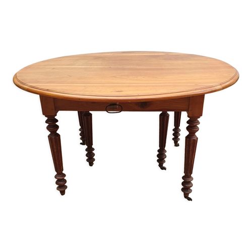 Table Ovale 6 Pieds Avec Allonges Patine Caramel Bois
