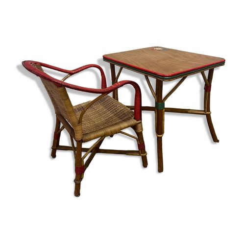Ensemble Table Et Fauteuil En Rotin Enfants Bois