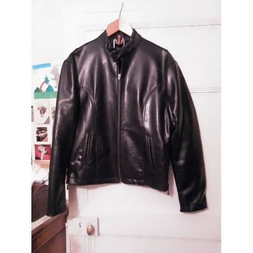 Blouson En Cuir Noir L Exi Vintage Années 90.