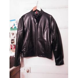 Blouson En Cuir Noir L Exi Vintage Années 90.