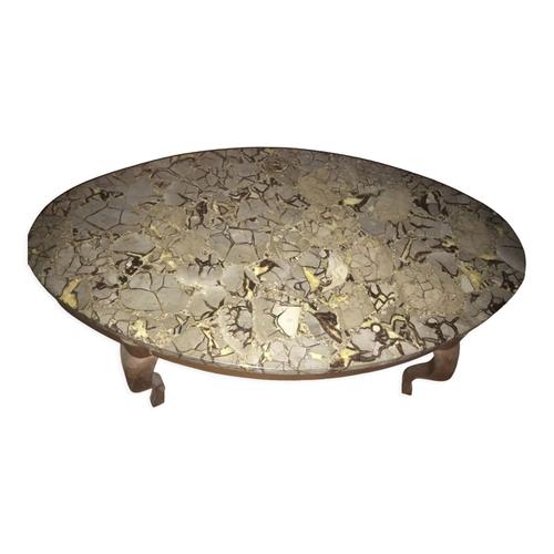 Table Basse Ovale En Septaria Marron