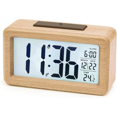 Réveil numérique en Bois à réglage Facile avec température, Réveil Digital, Date, rétro-éclairage,pour Chambre à Coucher,Maison, Bureau,Non Ticking