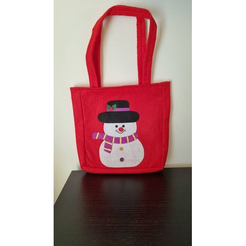 Sac bonhomme de neige en feutrine rouge 