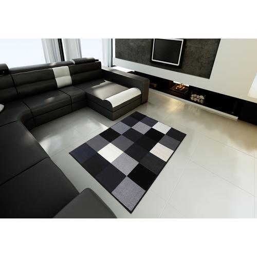 Tapis salon MODERNE DESIGN carr s noir blanc gris DEBONSOL