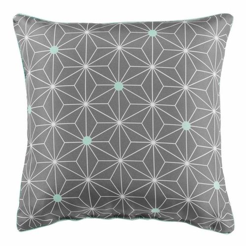 Coussin Déco "Lagune" 40x40cm Anthracite & Menthe