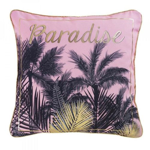 Coussin Passepoil "Paradise" 45x45cm Rose & Noir