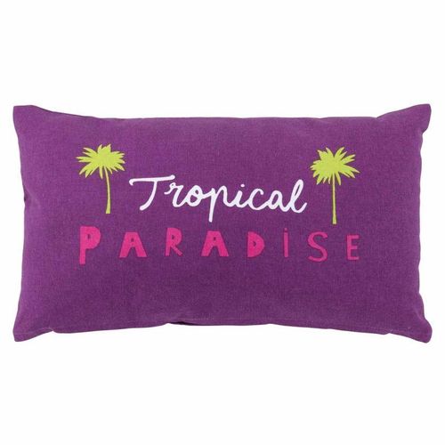 Coussin Déco "Tropical Paradise" 30x50cm Prune