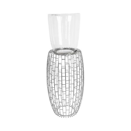 Bougeoir Design Rétro "Malibu" 73cm Argent