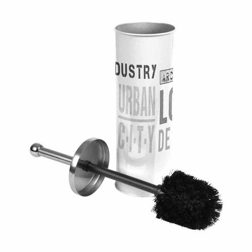 Brosse WC Imprimé "Urban Loft" 38cm Blanc