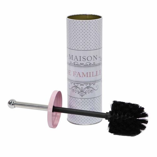 Brosse WC Imprimé "Maison de Famille" 37cm Blanc