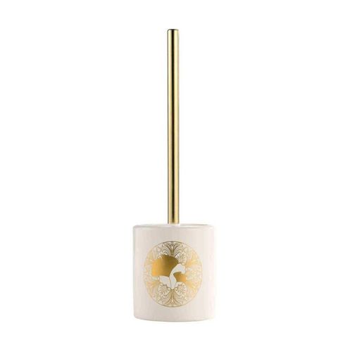 Brosse WC Imprimé "Ginkoblue" 37cm Blanc & Or