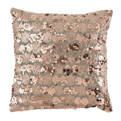 Coussin Déco "Sequins" 45x45cm Gris & Rose