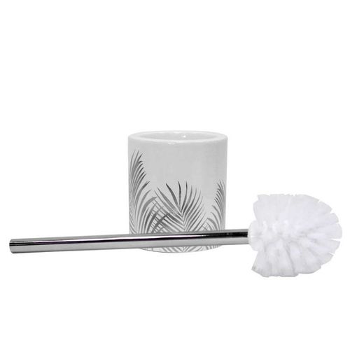 Brosse WC Imprimée "Orbella" 40cm Blanc & Argent