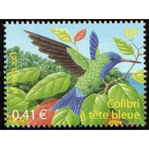 Timbre France 2003 Oblitéré Colibri À Tête Bleue 0.41 Yt3548