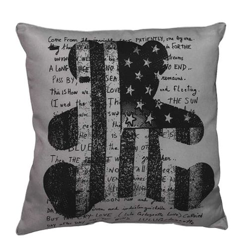 Coussin Déco "Lulu Flag Bear" 40x40cm Gris