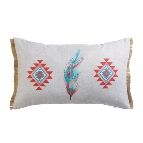 Coussin À Franges "Ayanna" 30x50cm Gris Clair