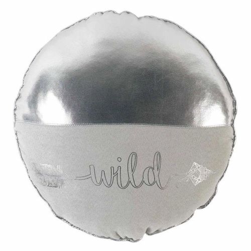 Coussin Déco Rond "Wild" 40cm Argent