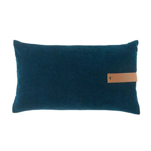 Coussin Déhoussable Velours "Milleray" 30x50cm Bleu