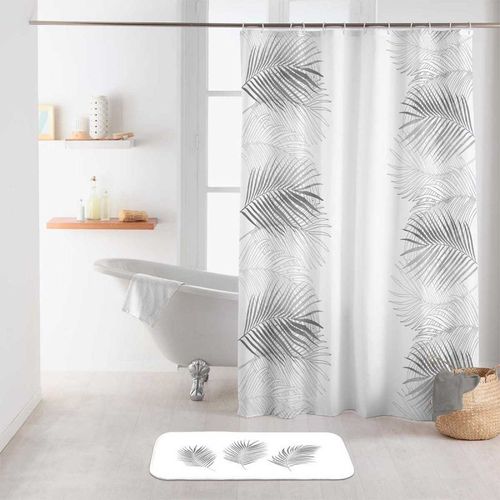 Rideau de Douche Imprimé "Orbella" 180x200cm Blanc & Argent