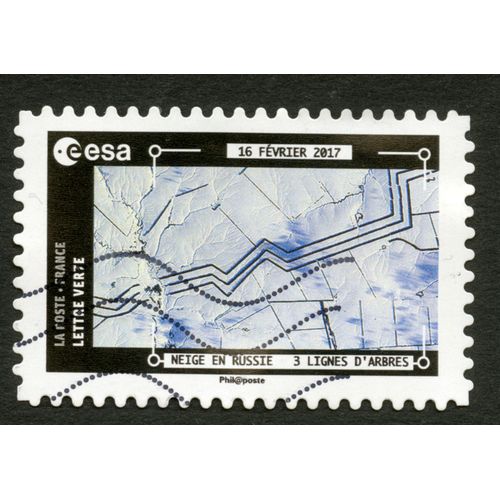 Timbre Oblitéré Neige En Russie,3 Lignes D'arbres,16 Fevrier 2017,La Poste,France,Lettre Verte