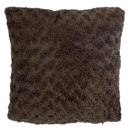 Coussin Imitation Fourrure "Bouclée" 45x45cm Taupe
