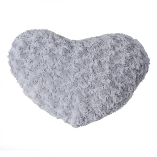 Coussin Coeur "Bouclée" 28x36cm Gris Clair