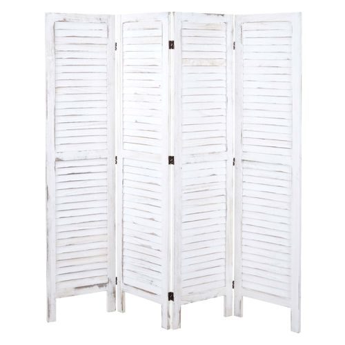 Paravent Hwc-G30, Cloison De Séparation, Pare-Vue, Brise-Vue, Style Shabby Chic, 170x160cm   Blanc