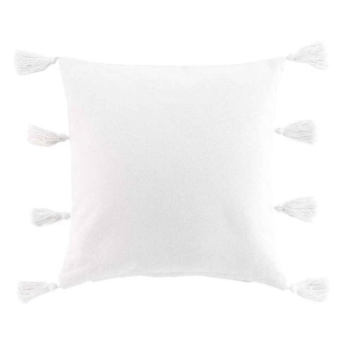 Coussin Déco À Pompons "Tasselina" 45x45cm Blanc