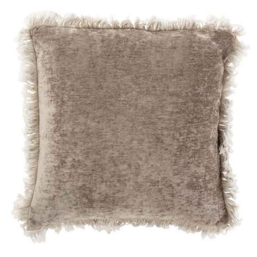 Paris Prix - Coussin Déco "Franges" 45x45cm Gris