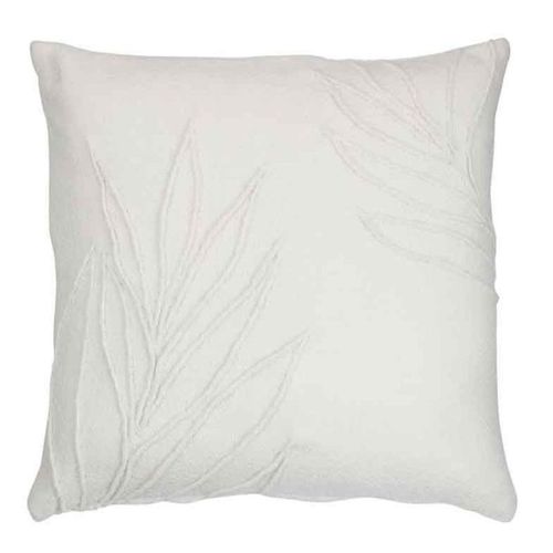 Paris Prix - Coussin Déco "Feuilles Ii" 43x43cm Blanc