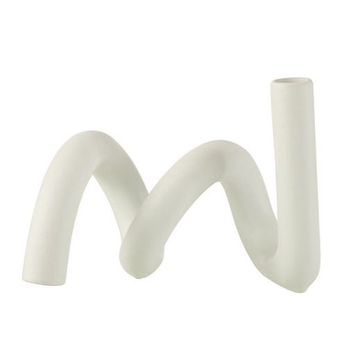 Paris Prix - Bougeoir Design Céramique "torsia" 25cm Blanc