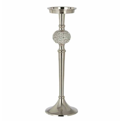 Paris Prix - Bougeoir Design "sphère Diamant" 36cm Argent