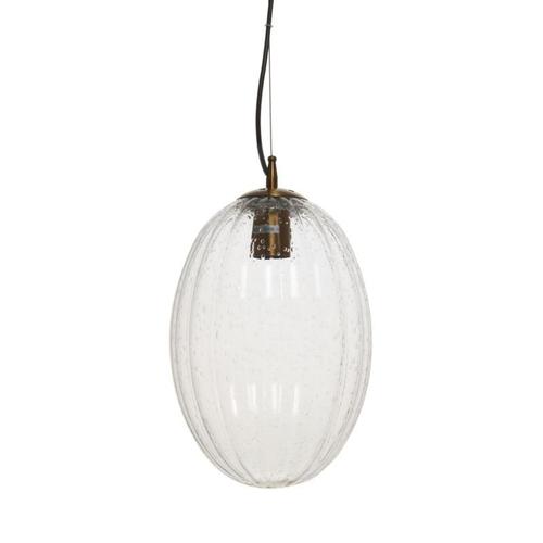 Paris Prix - Lampe Suspension En Verre "Virgina" 36cm Transparent