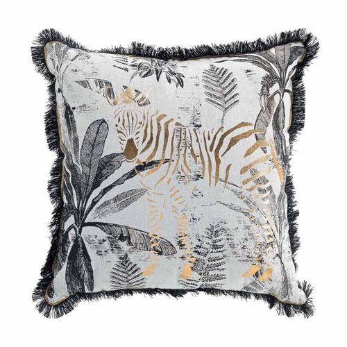 Coussin À Franges "Zebrion" 45x45cm Blanc