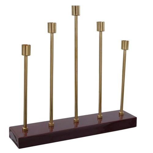 Bougeoir Design en Métal "Limo" 40cm Bordeaux & Or