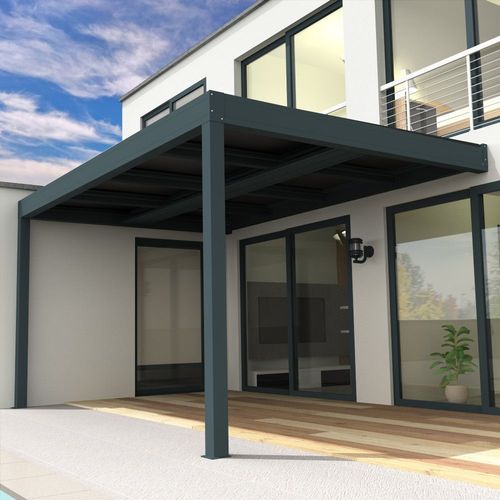 Pergola Solaire Photovoltaïque Heliolite 6,922x3,543 M - Gris 4800w Chemin De Câbles Inclus