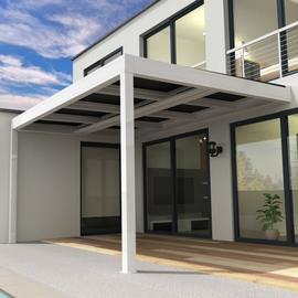 Pergola bioclimatique autoportante motorisée aluminium Oviedo gris 6 x 3 m