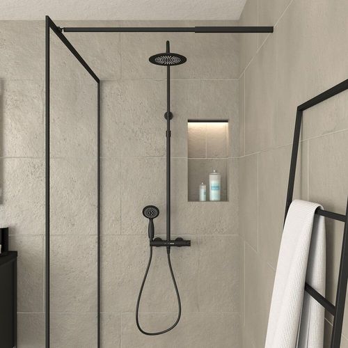 Colonne de douche Mécanique finition Noir Mat - 133x28x52 cm - MOLLY BLACK