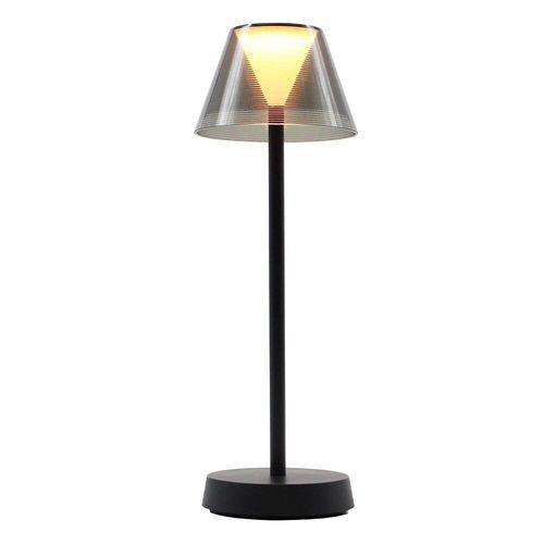 Lampe De Table Sans Fil Led Beverly Black Noir Plastique H34cm