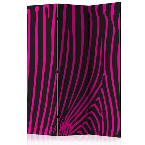 Paravent 3 volets panneaux cloison séparateur de pièce pliable recto verso Zebra pattern (violet) 135x172 cm PAR111027