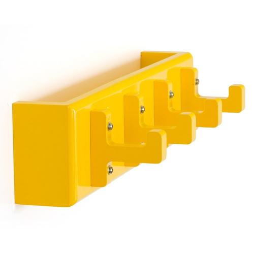 Porte-clés mural polyvalent 4 crochets étagère jaune 40x10x13cm DIV06005