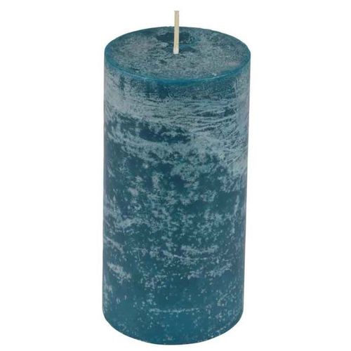 Paris Prix - Bougie Pilier Déco "rustique" 10cm Bleu Paon