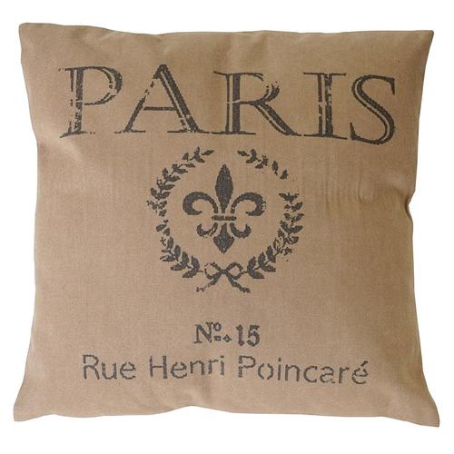 Coussin marron motif Paris 45x45 cm déhoussable DEC04076