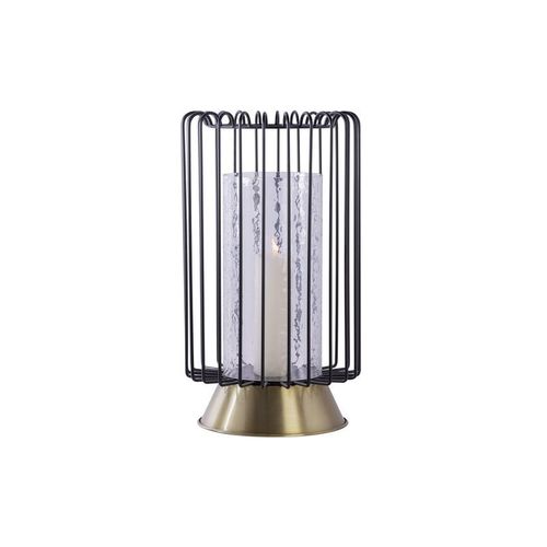 Paris Prix - Bougeoir Rond Déco "malibu" 40cm Noir & Or