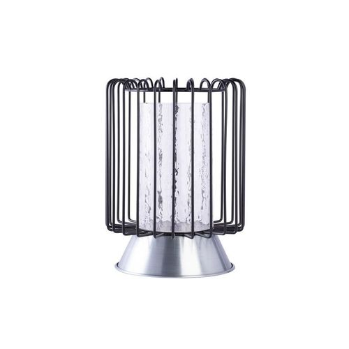 Paris Prix - Bougeoir Rond Déco "malibu" 31cm Noir & Argent