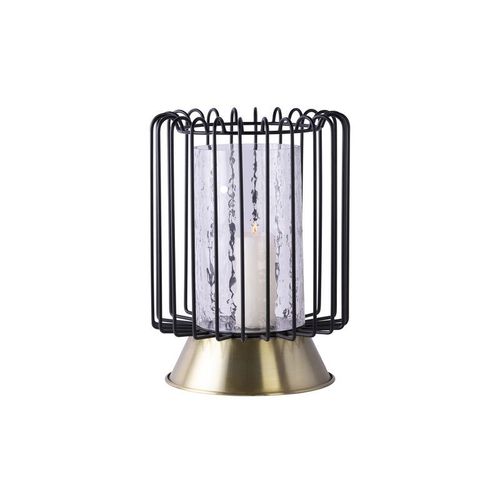 Paris Prix - Bougeoir Rond Déco "malibu" 31cm Noir & Or