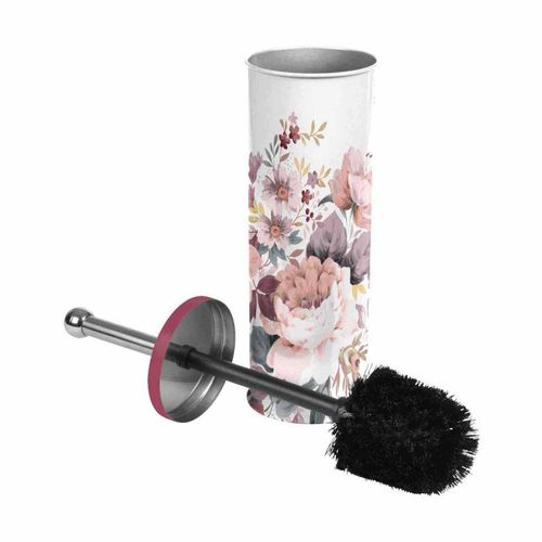 Brosse WC Imprimée "Jayana" 37cm Blanc & Rose