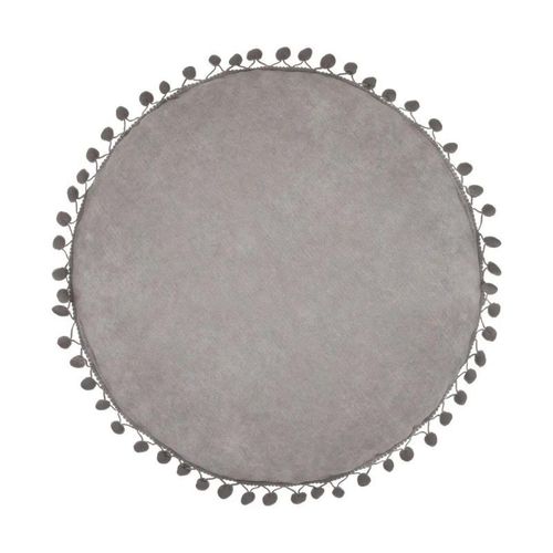 Coussin Déco "Pompons" 40cm Gris Clair