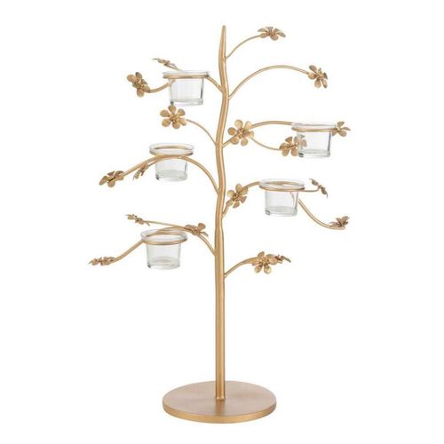 Paris Prix - Bougeoir Design En Métal "curama" 54cm Or
