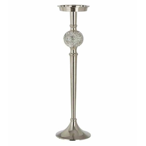 Paris Prix - Bougeoir Design "sphère Diamant" 41cm Argent
